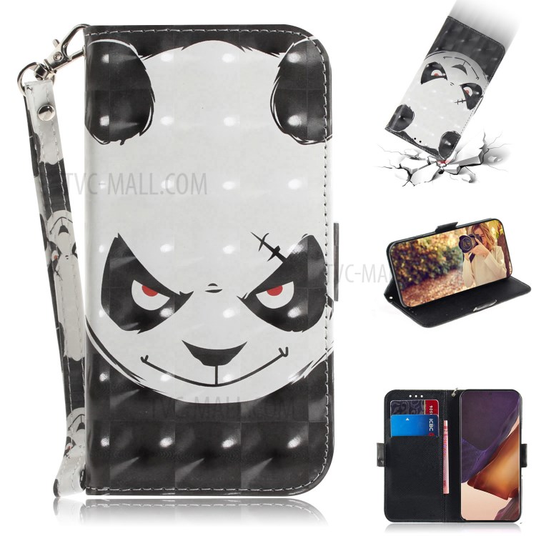 Light Spot Decor Pattern Printing Leather Case for Samsung Galaxy Note20 Ultra 5G / Galaxy Note20 Ultra - Panda-1