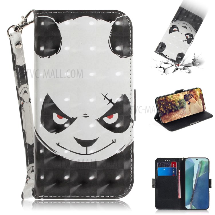 Pattern Printing Light Spot Decor Leather Phone Case for Samsung Galaxy Note 20/Note 20 5G - Angry Panda-1