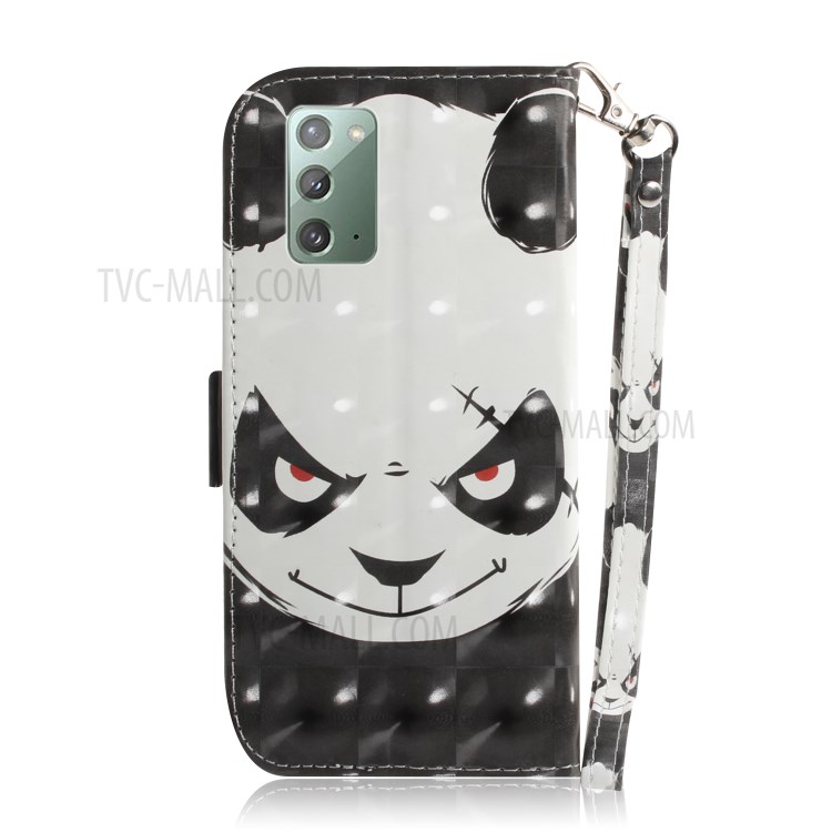 Pattern Printing Light Spot Decor Leather Phone Case for Samsung Galaxy Note 20/Note 20 5G - Angry Panda-3