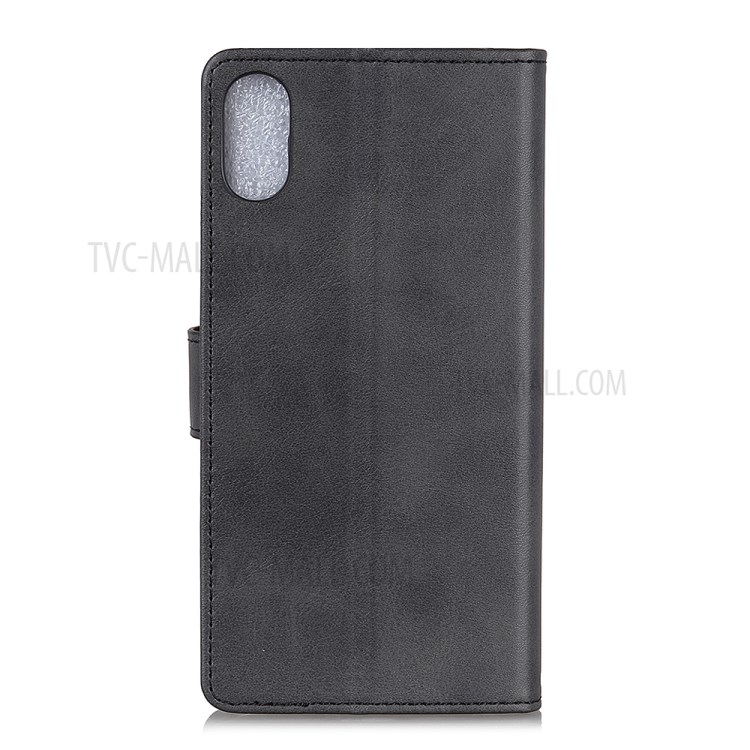 Matte Skin Leather Wallet Cover for Samsung Galaxy A01 Core - Black-3