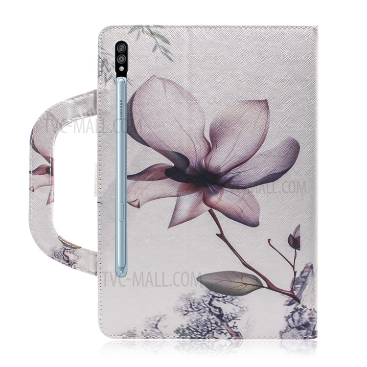 Portable Pattern Printing Wallet Flip Leather Tablet Shell for Samsung Galaxy Tab S7/T870 - Flower-3