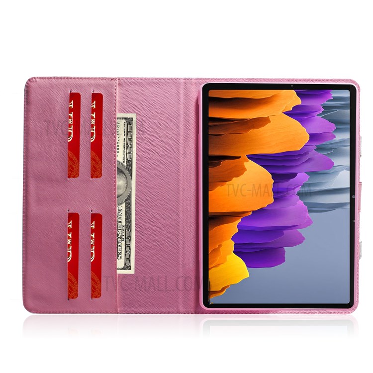 Portable Pattern Printing Wallet Flip Leather Tablet Shell for Samsung Galaxy Tab S7/T870 - Flower-8