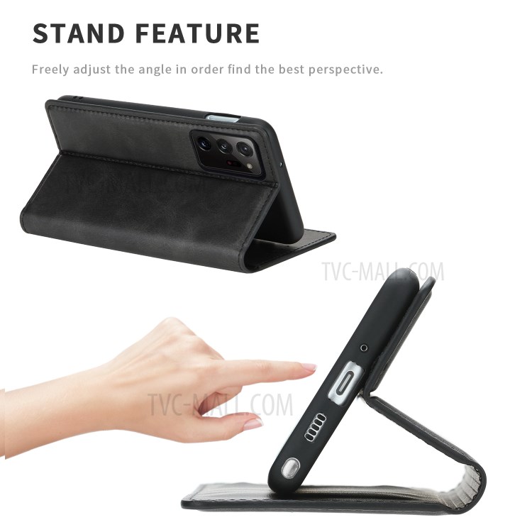 Auto-absorbed Leather Stand Case with Card Slots for Samsung Galaxy Note20 Ultra/Note20 Ultra 5G - Black-2