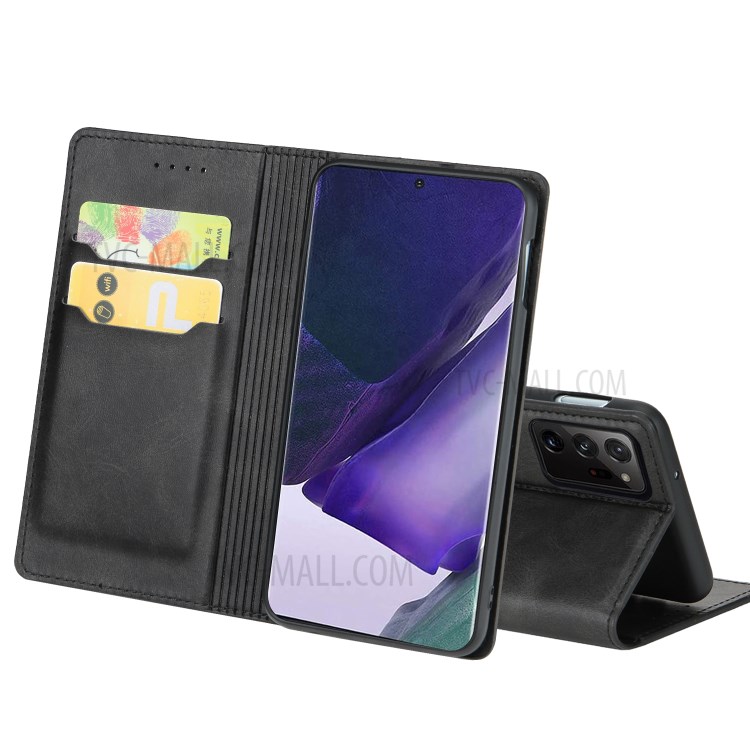 Auto-absorbed Leather Stand Case with Card Slots for Samsung Galaxy Note20 Ultra/Note20 Ultra 5G - Black-6