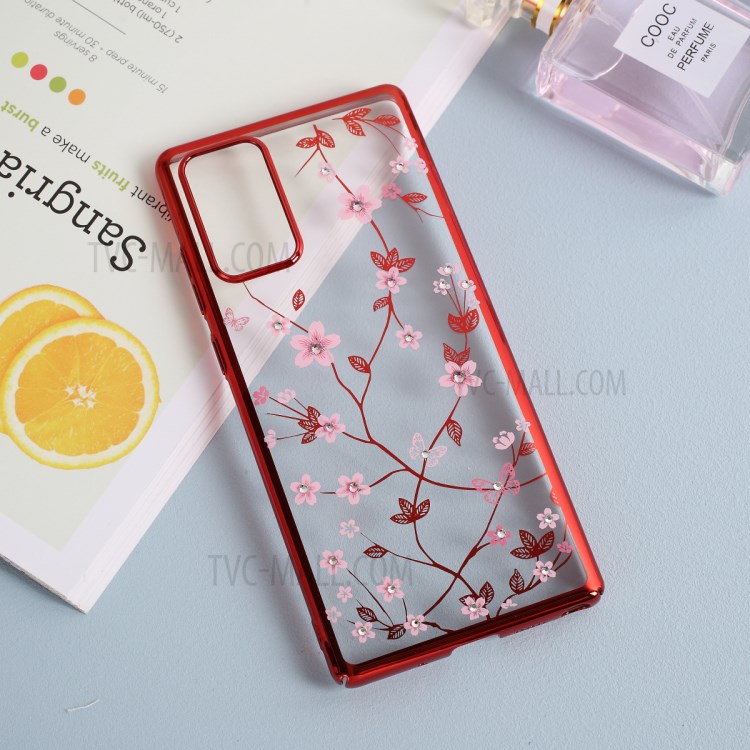 SULADA Electroplating Rhinestone Decoration Patterned Hard PC Case for Samsung Galaxy Note20 Ultra/Note20 Ultra 5G - Red-2