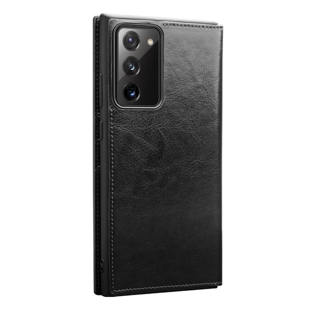 QIALINO Genuine Cowhide Leather Wallet Cover for Samsung Galaxy Note 20 5G / Galaxy Note 20 - Black-2