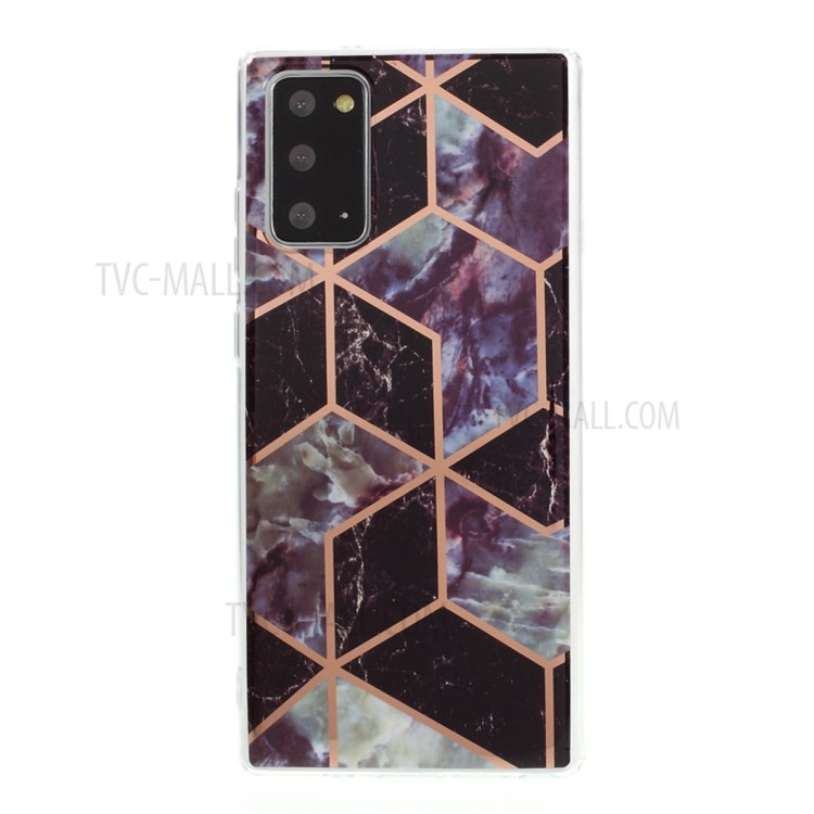 Marble Surface Electroplating Skin IMD TPU Case for Samsung Galaxy Note 20/Note 20 5G - Black/Grey-1