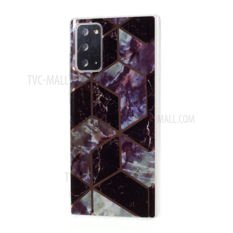 Marble Surface Electroplating Skin IMD TPU Case for Samsung Galaxy Note 20/Note 20 5G - Black/Grey-2