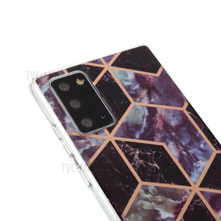 Marble Surface Electroplating Skin IMD TPU Case for Samsung Galaxy Note 20/Note 20 5G - Black/Grey-4