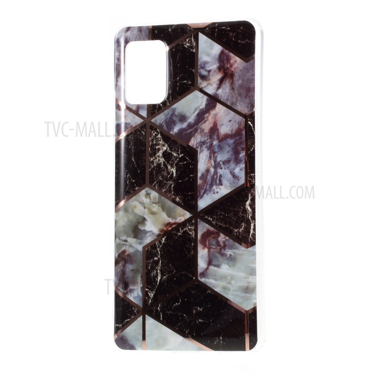Electroplated Splicing Marble Pattern IMD TPU Cover for Samsung Galaxy A51 5G SM-A516 - Black-2