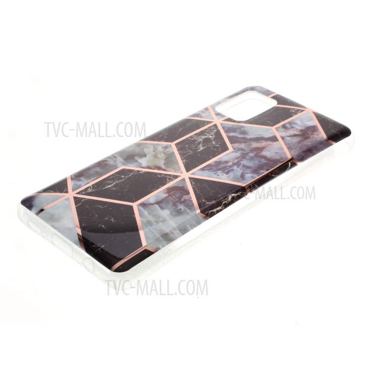 Electroplated Splicing Marble Pattern IMD TPU Cover for Samsung Galaxy A51 5G SM-A516 - Black-4