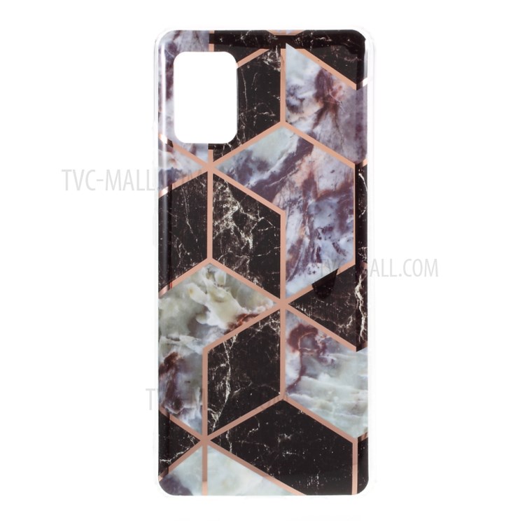 Marble Skin IMD Electroplating Color Matching TPU Cover for Samsung Galaxy A71 5G SM-A716 - Black/Grey-1