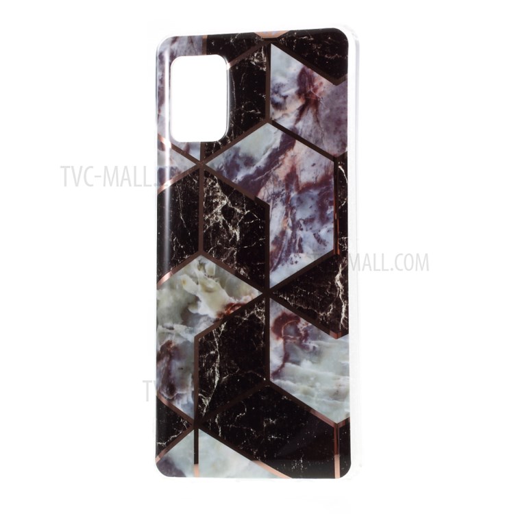 Marble Skin IMD Electroplating Color Matching TPU Cover for Samsung Galaxy A71 5G SM-A716 - Black/Grey-2