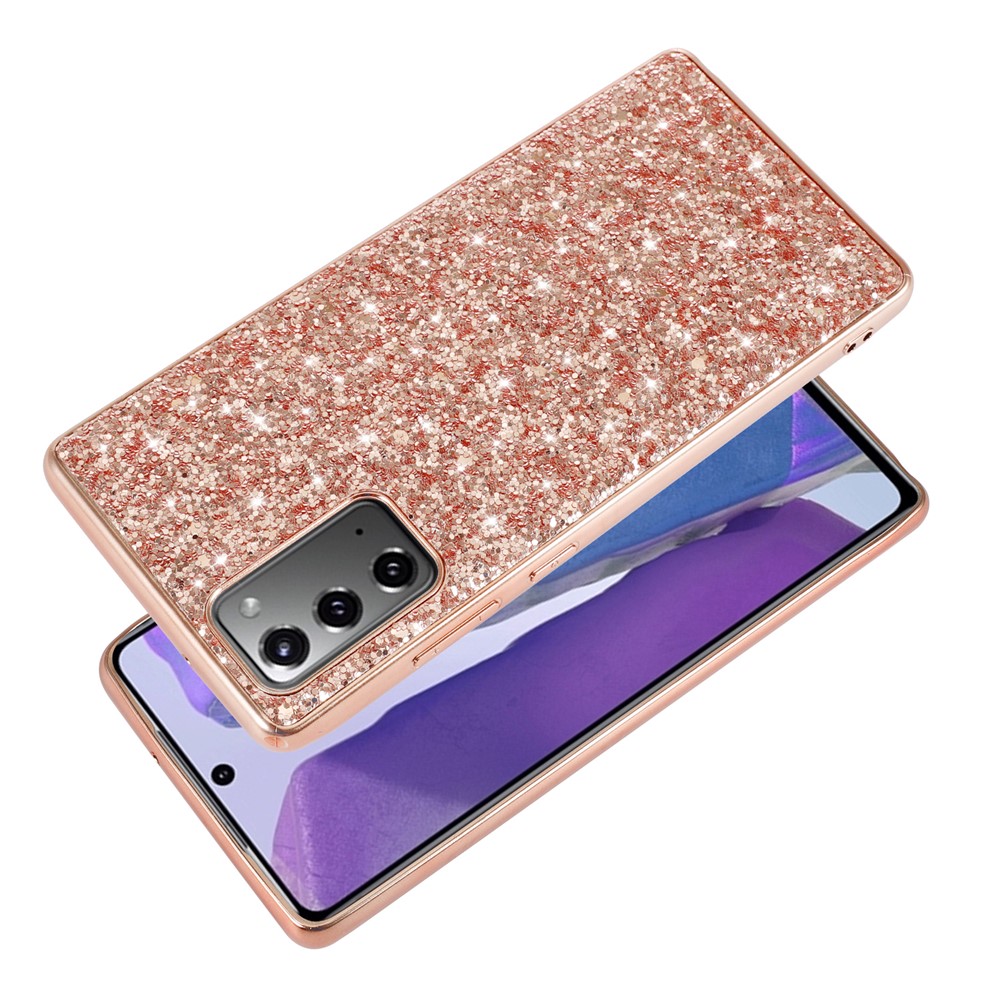 Glittering Sequins Plated TPU Frame + PC Hybrid Case for Samsung Galaxy Note 20 / Note 20 5G - Rose Gold-2