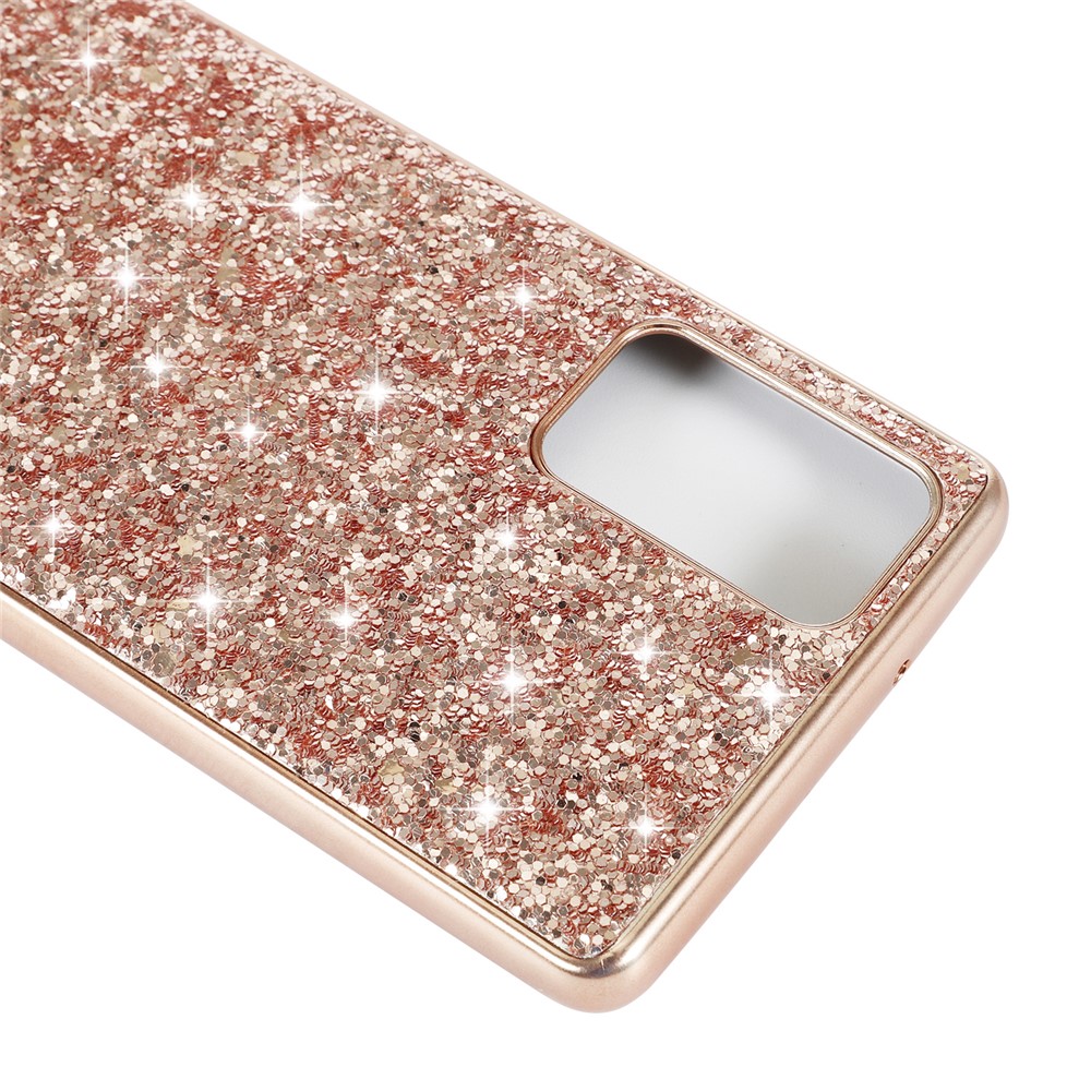 Glittering Sequins Plated TPU Frame + PC Hybrid Case for Samsung Galaxy Note 20 / Note 20 5G - Rose Gold-4