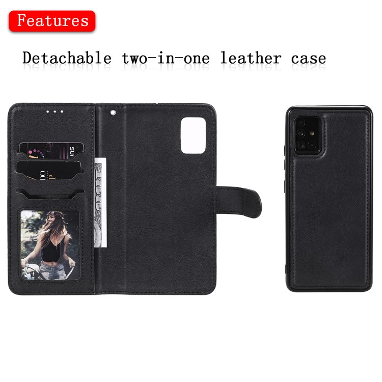 Detachable 2-in-1 PU Leather Wallet Case for Samsung Galaxy A51 5G SM-A516 - Black-4