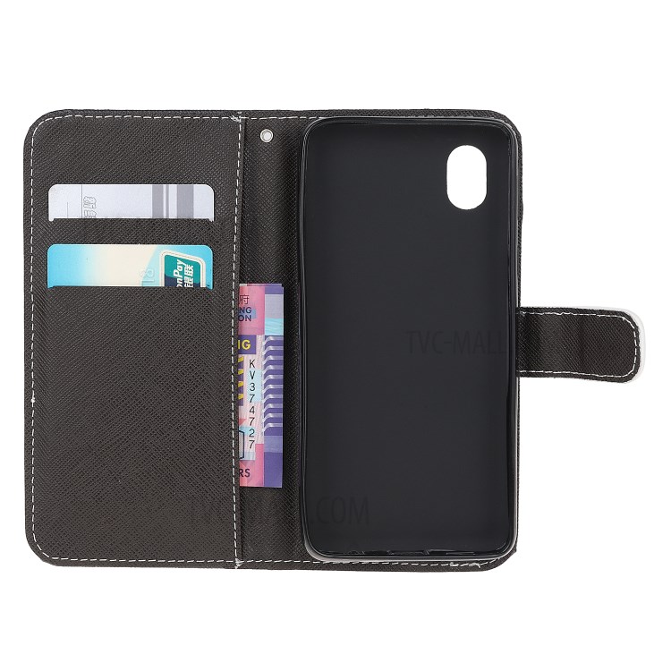 Pattern Printing Cross Texture Leather Wallet Case for Samsung Galaxy A01 Core - Wolf-6