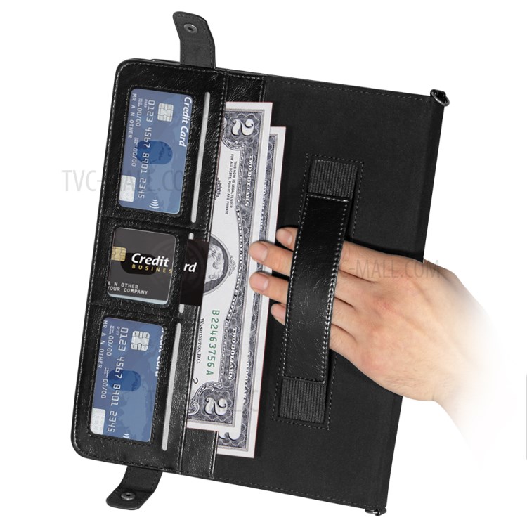 Color Splicing Envelop Style Wallet Leather Case with Pen Pouch for Samsung Galaxy Tab S7 Plus - Black/Silver-8