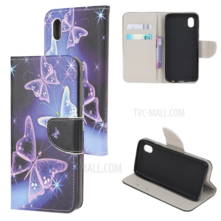 Cross Texture Pattern Printing Leather Cover for Samsung Galaxy A01 Core - Beautiful Butterfly-1