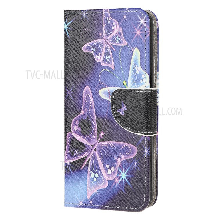 Cross Texture Pattern Printing Leather Cover for Samsung Galaxy A01 Core - Beautiful Butterfly-2