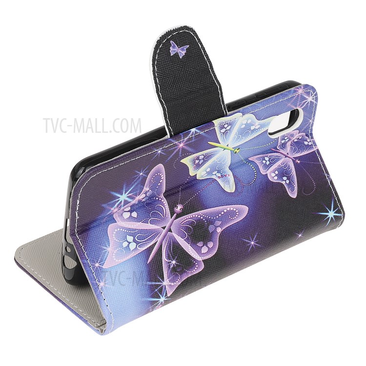 Cross Texture Pattern Printing Leather Cover for Samsung Galaxy A01 Core - Beautiful Butterfly-4