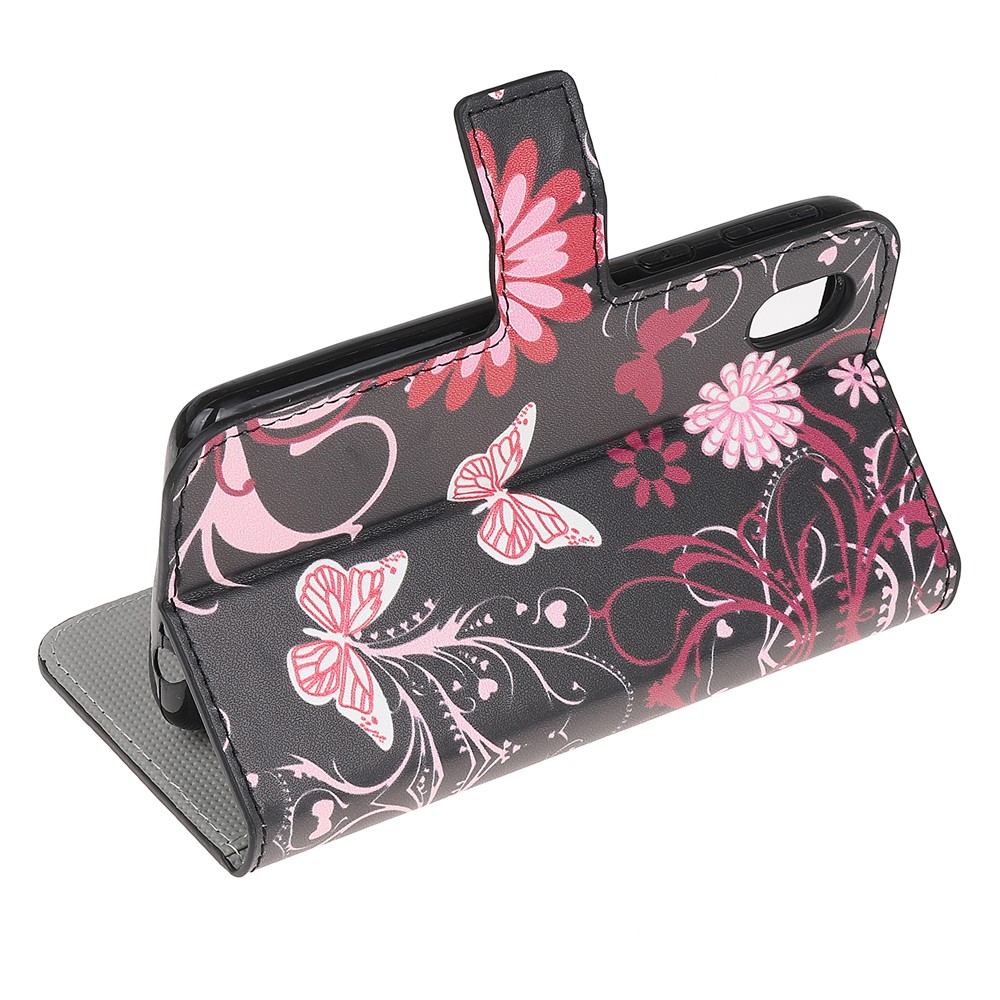 Pattern Printing Wallet Leather Phone Shell for Samsung Galaxy A01 Core - Butterfly and Flower-4