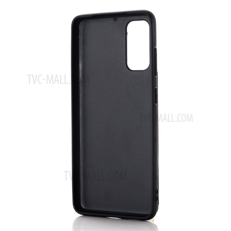 Leather Coated PC + TPU Hybrid Card Holder Case with Kickstand for Samsung Galaxy S20 Plus - Black-2