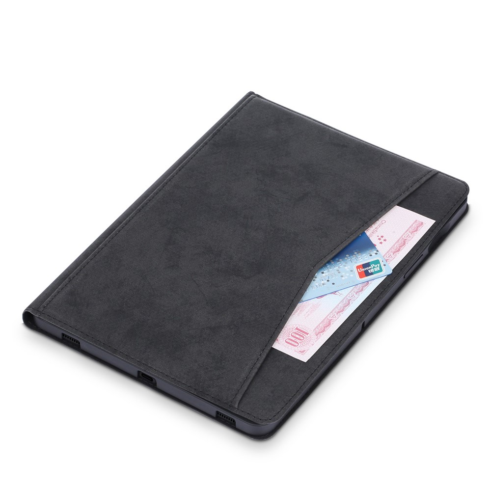 Case de Tableta de Cuero Matte PU Con Bolsillo de Dinero Para Samsung Galaxy Tab S7/Tab S8 - Negro