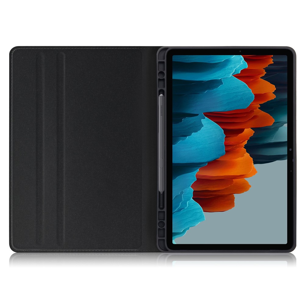 Matte PU Leather Tablet Case with Money Pocket for Samsung Galaxy Tab S7 - Black-9