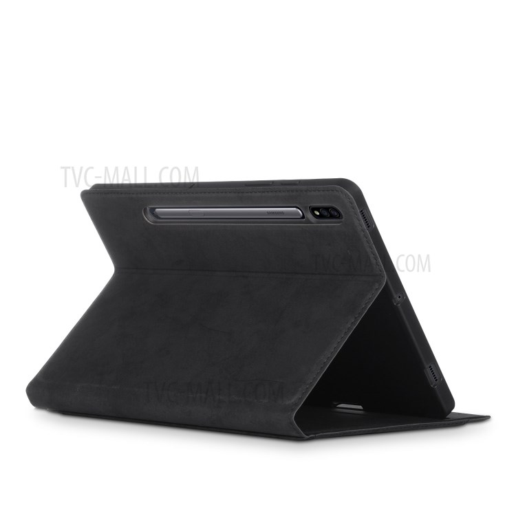 PU Leather Matte Tablet Cover with Pen Slot for Samsung Galaxy Tab S7 Plus - Black-6