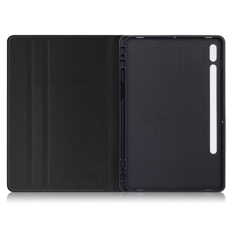 PU Leather Matte Tablet Cover with Pen Slot for Samsung Galaxy Tab S7 Plus - Black-8