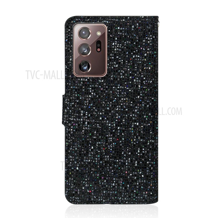 Glittery Powder Splicing Wallet Stand Leather Case for Samsung Galaxy Note20 Ultra/Note20 Ultra 5G - Black-2