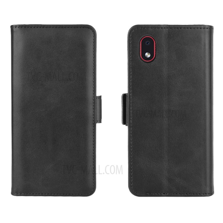 Double Clasp Flip Leather Wallet Stand Protection Case for Samsung Galaxy A01 Core/M01 Core - Black-7