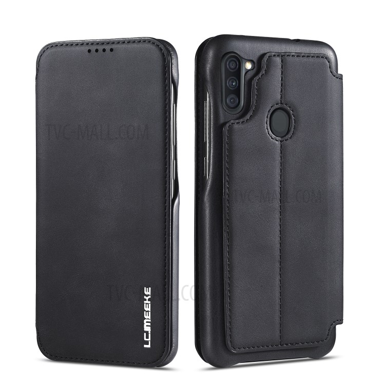 LC.IMEEKE Retro PU Leather Card Holder Case Phone Shell for Samsung Galaxy A11 (EU Version) - Black-1