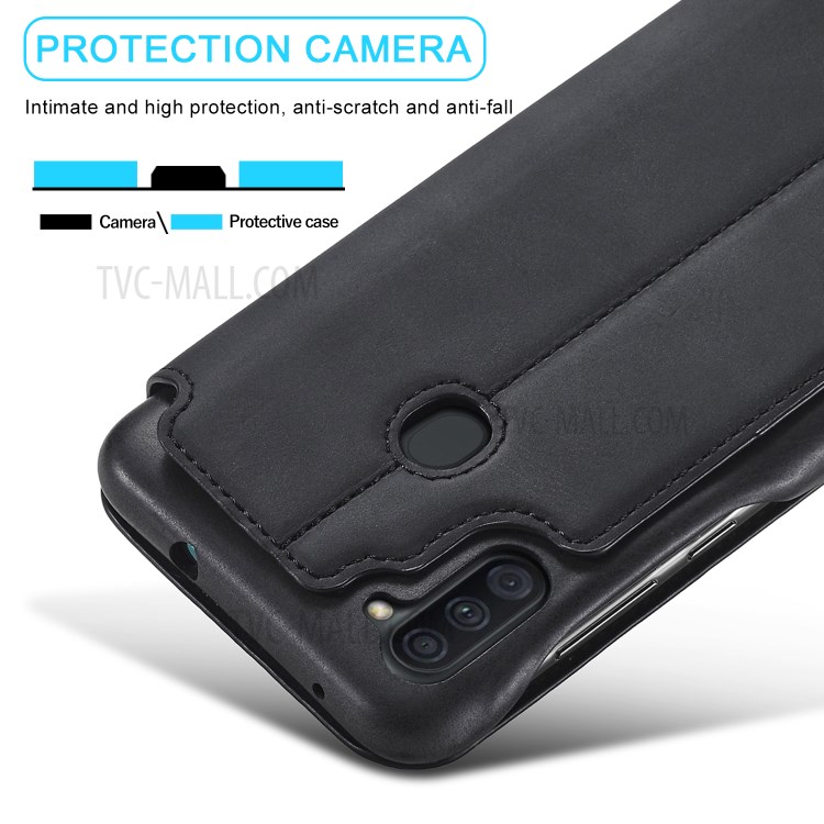 LC.IMEEKE Retro PU Leather Card Holder Case Phone Shell for Samsung Galaxy A11 (EU Version) - Black-11