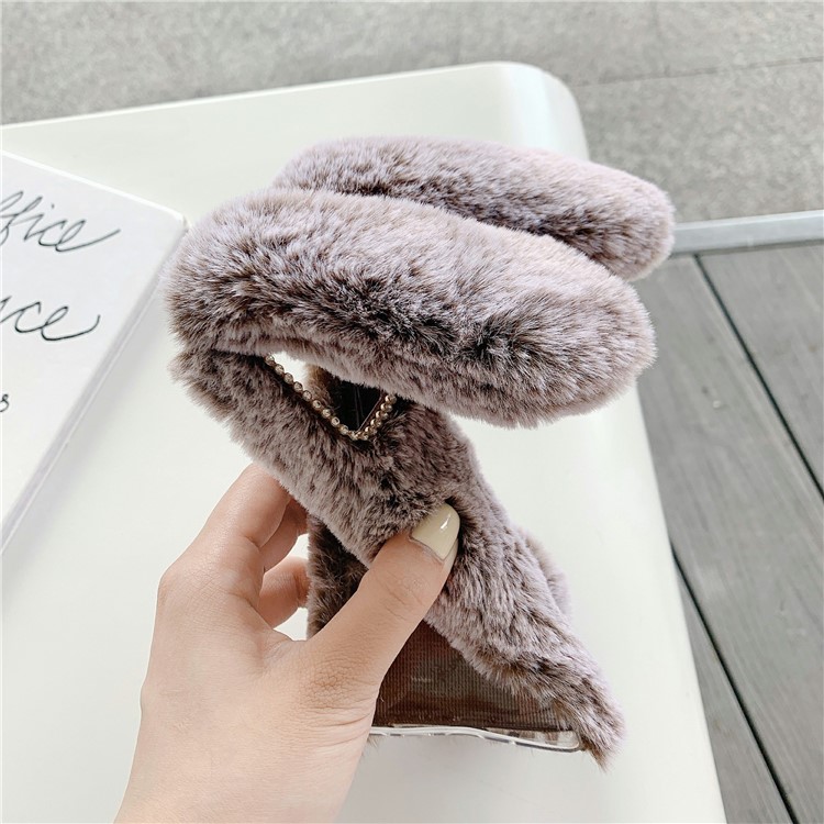 Rabbit Shape Fluffy Fur Coated Rhinestone TPU Back Case for Samsung Galaxy Note20 Ultra/Note20 Ultra 5G - Coffee-3