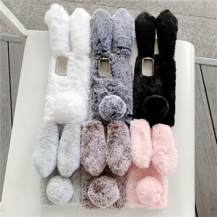 Rabbit Shape Fluffy Fur Coated Rhinestone TPU Back Case for Samsung Galaxy Note20 Ultra/Note20 Ultra 5G - Coffee-8