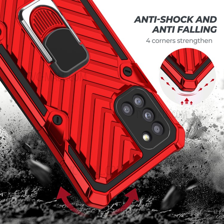 Rotatable Finger Ring Kickstand PC + TPU Combo Case for Samsung Galaxy A31 - Red-3