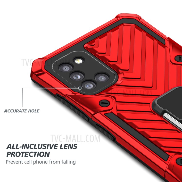 Rotatable Finger Ring Kickstand PC + TPU Combo Case for Samsung Galaxy A31 - Red-5