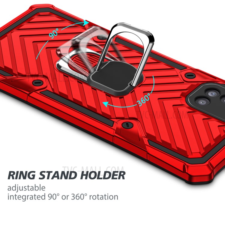 Rotatable Finger Ring Kickstand PC + TPU Combo Case for Samsung Galaxy A31 - Red-7