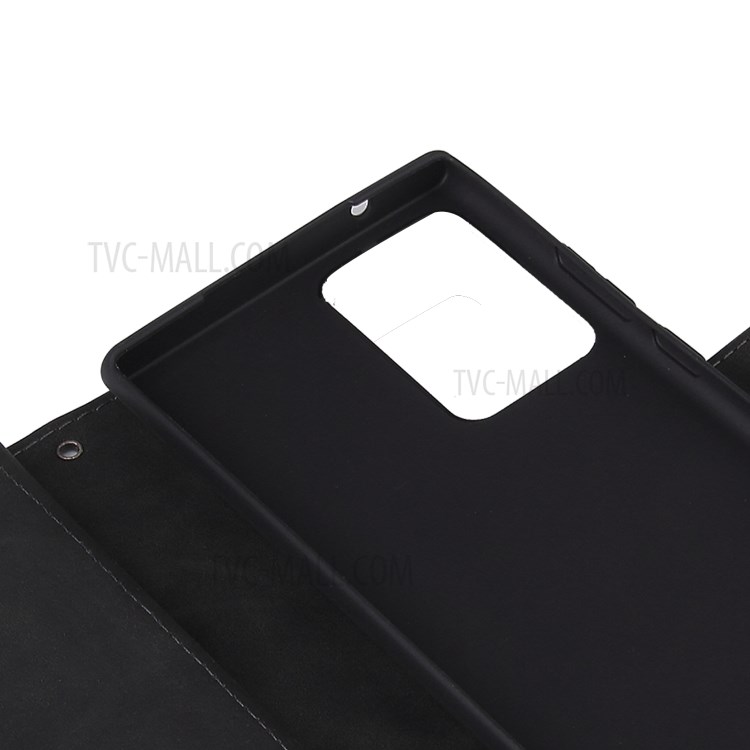 With Zipper Pocket Leather Stand Case for Samsung Galaxy Note20 Ultra/Note20 Ultra 5G - Black-12