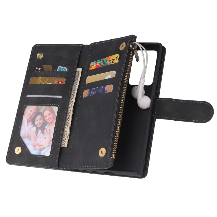 With Zipper Pocket Leather Stand Case for Samsung Galaxy Note20 Ultra/Note20 Ultra 5G - Black-5