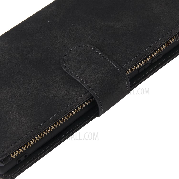 With Zipper Pocket Leather Stand Case for Samsung Galaxy Note20 Ultra/Note20 Ultra 5G - Black-9