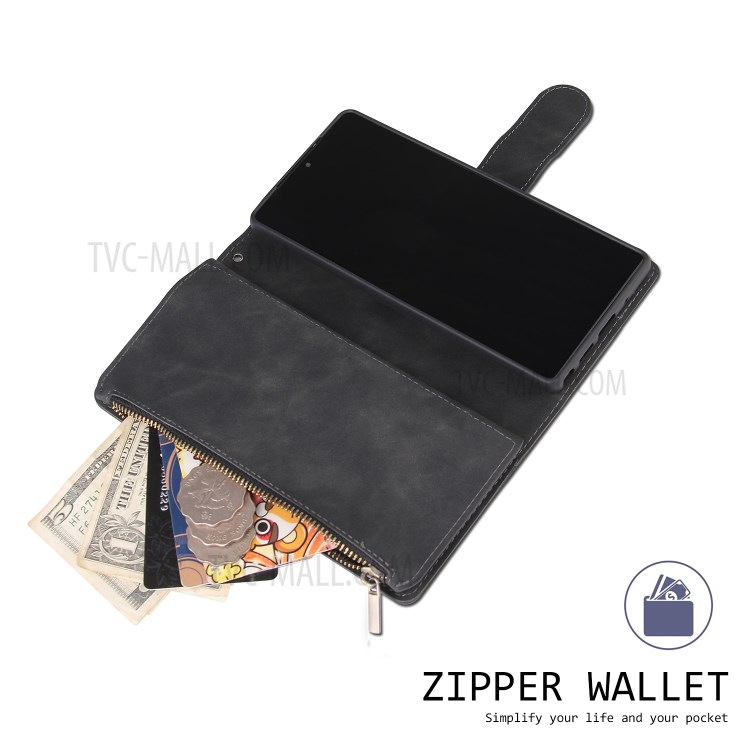 With Many Card Slots Leather Wallet Case for Samsung Galaxy Note 20/Note 20 5G - Black-5