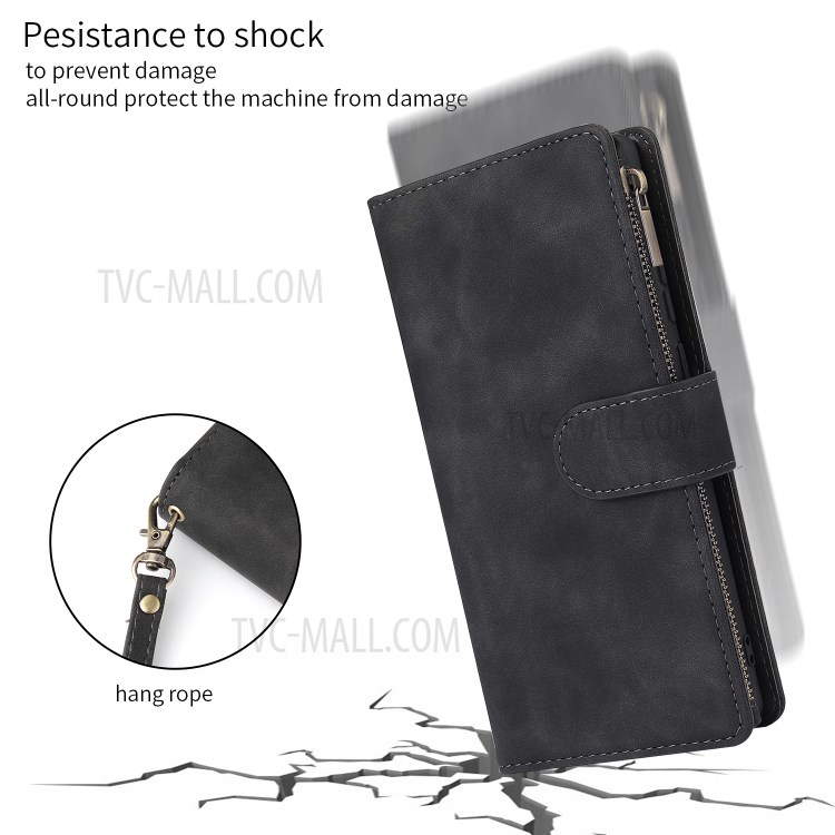 With Many Card Slots Leather Wallet Case for Samsung Galaxy Note 20/Note 20 5G - Black-7