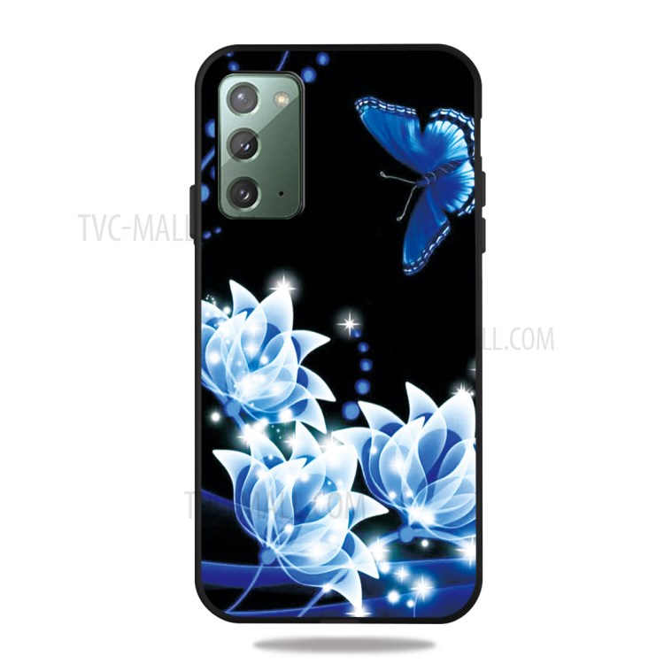 Pattern Printing TPU Back Case for Samsung Galaxy Note 20/Note 20 5G - Blue Flower-1
