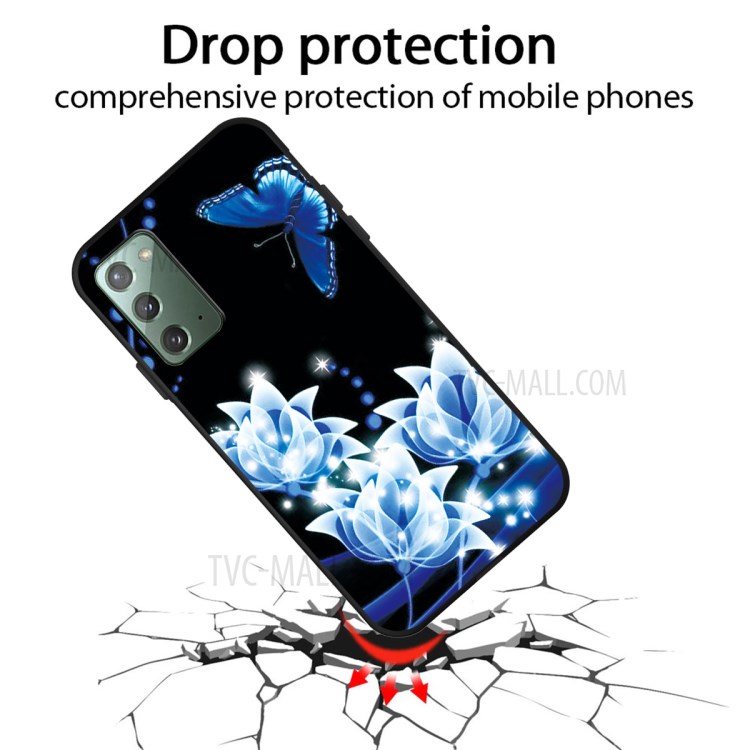 Pattern Printing TPU Back Case for Samsung Galaxy Note 20/Note 20 5G - Blue Flower-2