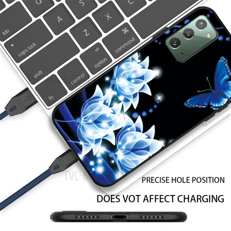 Pattern Printing TPU Back Case for Samsung Galaxy Note 20/Note 20 5G - Blue Flower-3