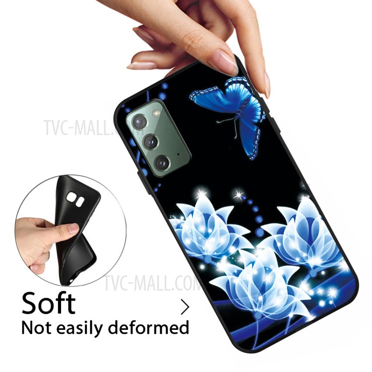 Pattern Printing TPU Back Case for Samsung Galaxy Note 20/Note 20 5G - Blue Flower-4