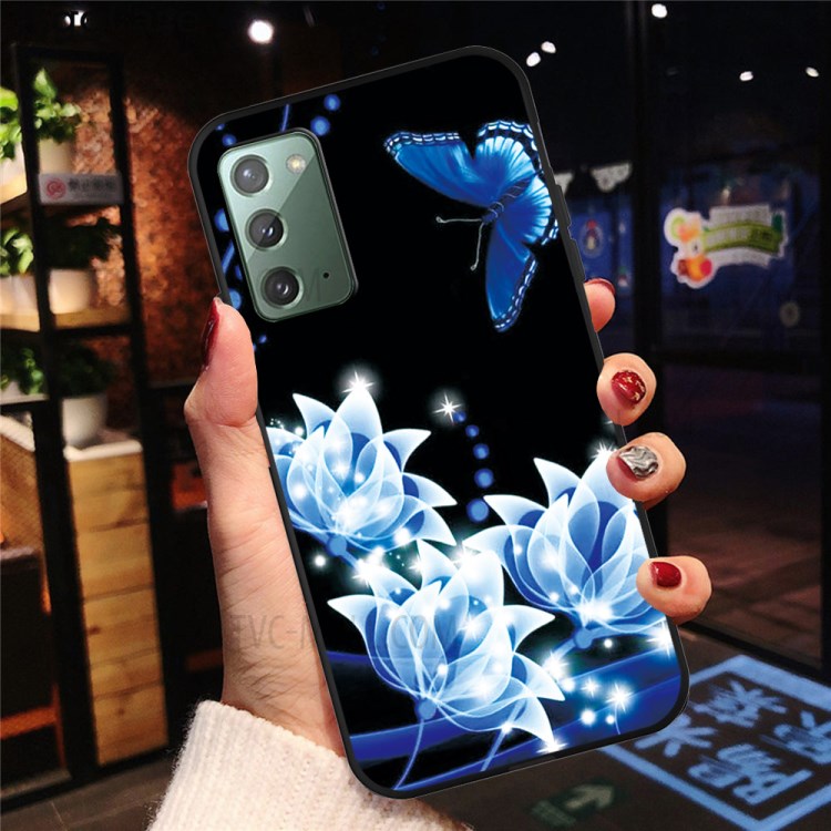 Pattern Printing TPU Back Case for Samsung Galaxy Note 20/Note 20 5G - Blue Flower-5